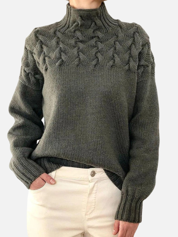 Hanne | Kabelpullover mit Hohem Kragen
