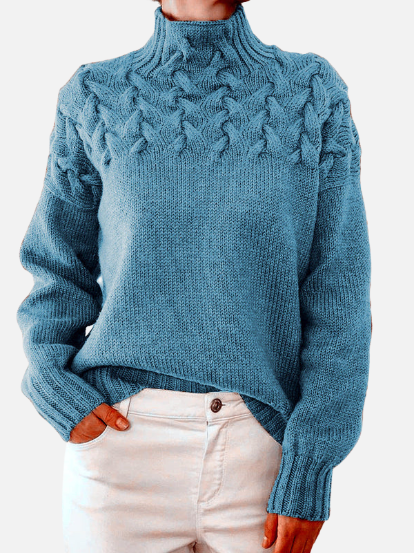 Hanne | Kabelpullover mit Hohem Kragen