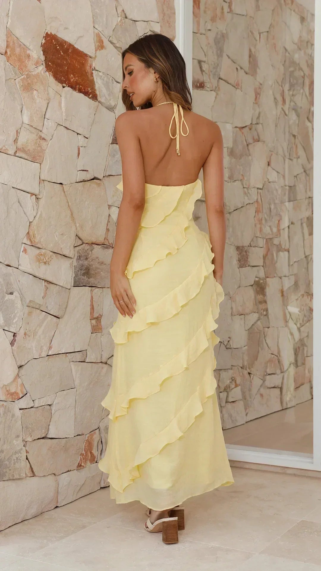 Luna Fashion House | Damen Rüschens Maxi Kleid – Elegantes Sommerkleid
