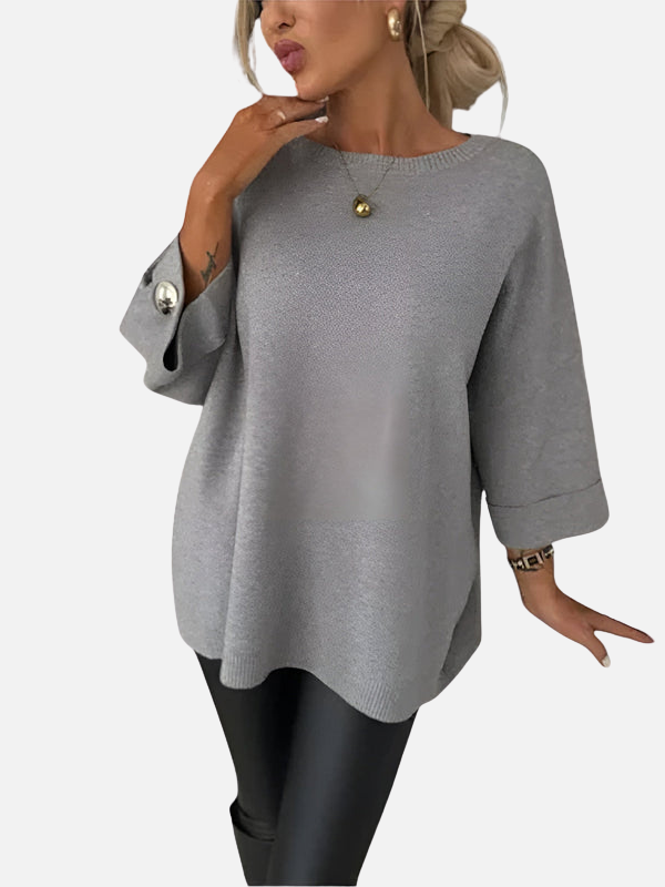 Karen | Lange Strickbluse mit Knopfdetail