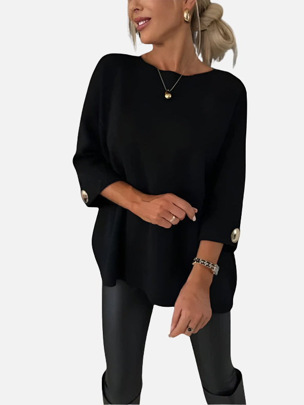 Karen | Lange Strickbluse mit Knopfdetail