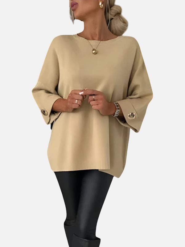 Karen | Lange Strickbluse mit Knopfdetail
