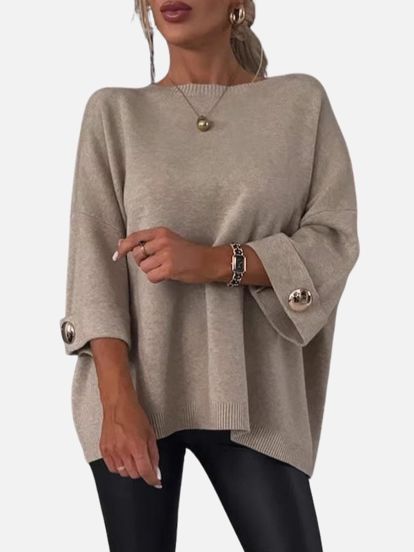 Anne | Lange Strickbluse mit Knopfdetails