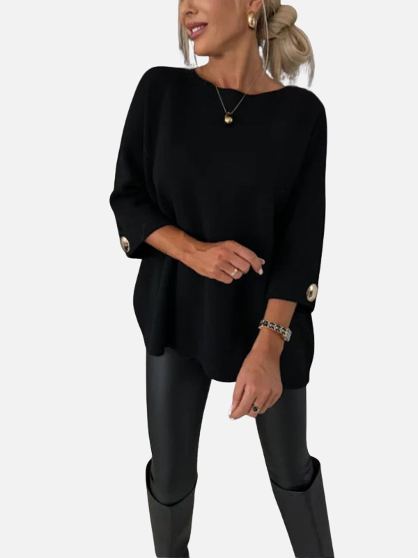 Anne | Lange Strickbluse mit Knopfdetails