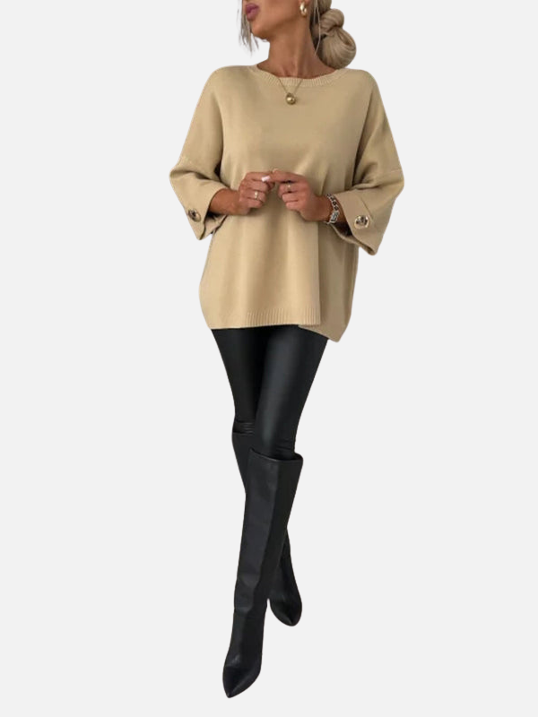 Anne | Lange Strickbluse mit Knopfdetails