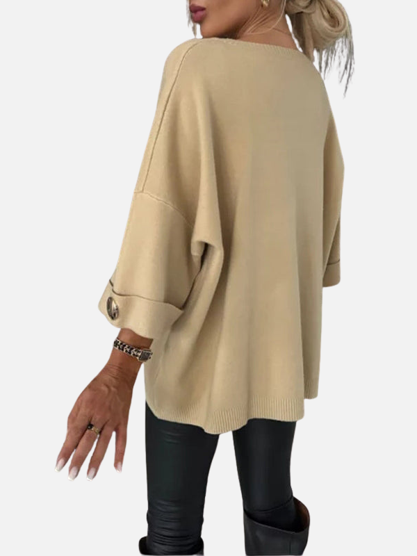 Anne | Lange Strickbluse mit Knopfdetails