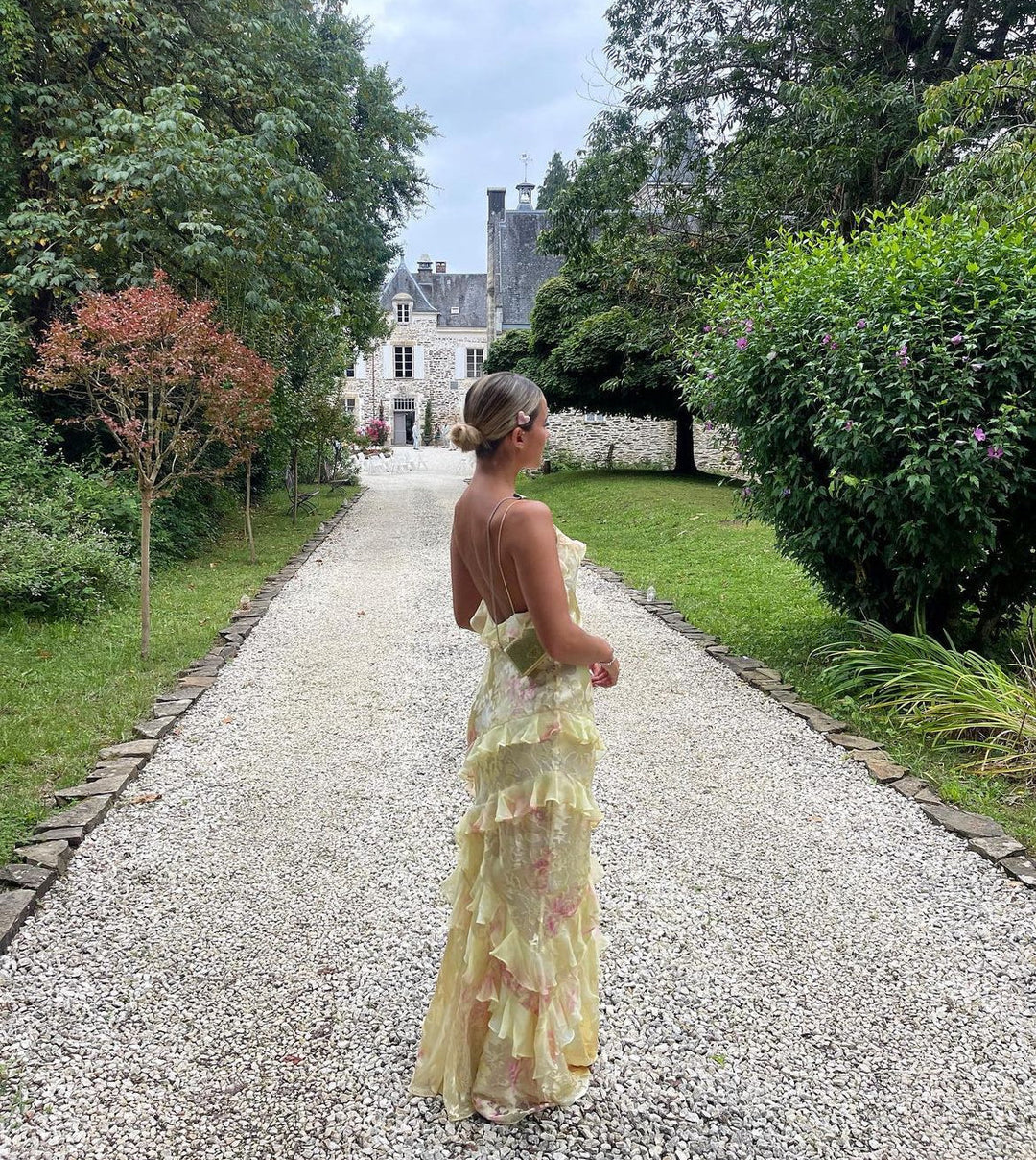 Olivia | Florales Rüschenshirt Maxikleid