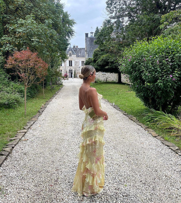 Olivia | Florales Rüschenshirt Maxikleid