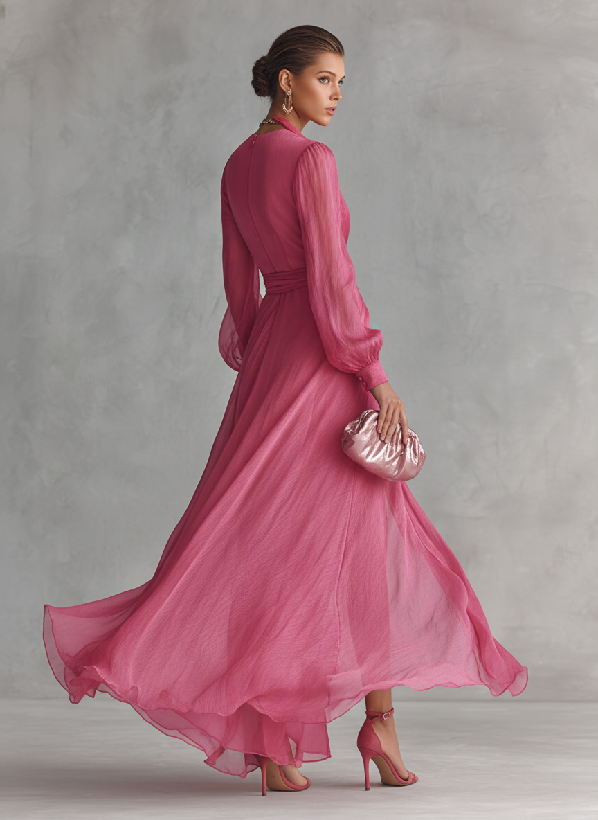 Daisy - Elegantes Lange Chiffonkleid
