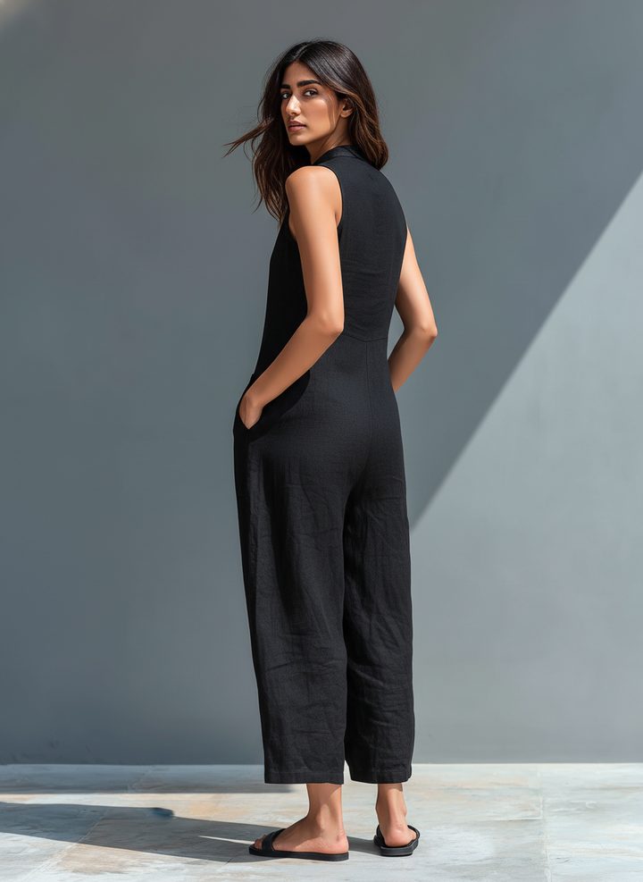 Ärmellose Leinenoveralls