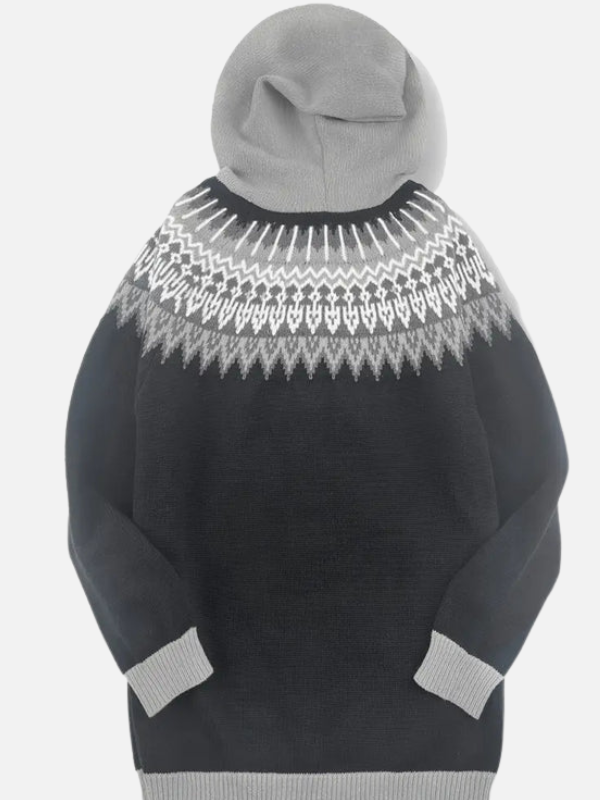 Kirsten | Gemusterter Hoodie-Cardigan im Nordischen Stil