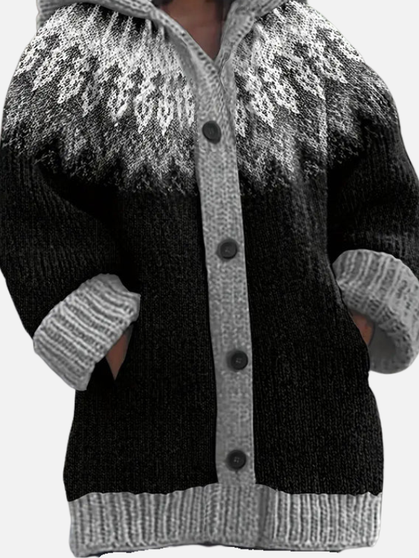 Kirsten | Gemusterter Hoodie-Cardigan im Nordischen Stil