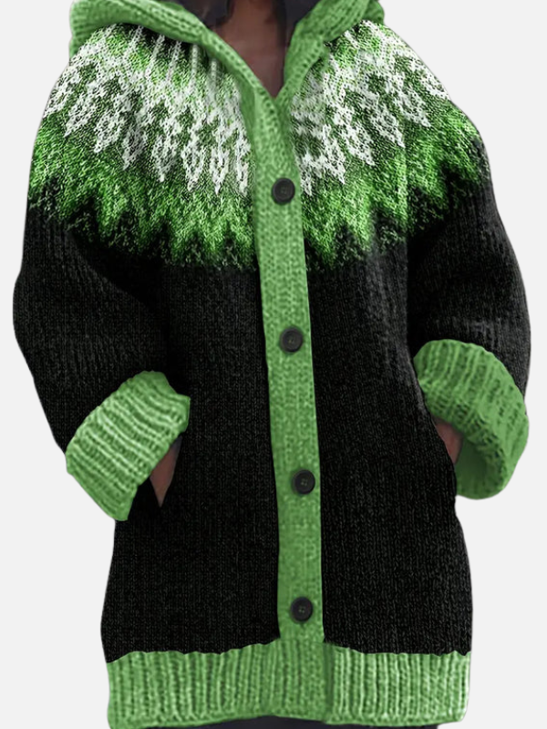 Kirsten | Gemusterter Hoodie-Cardigan im Nordischen Stil