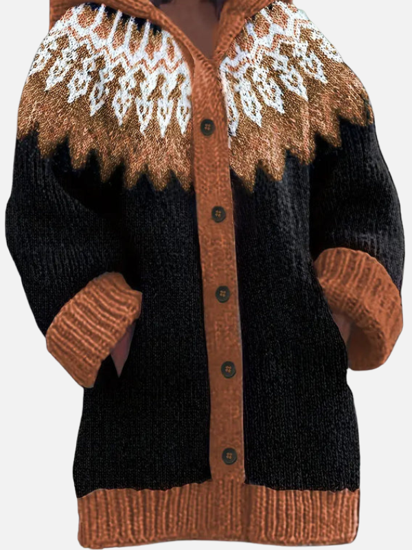 Kirsten | Gemusterter Hoodie-Cardigan im Nordischen Stil
