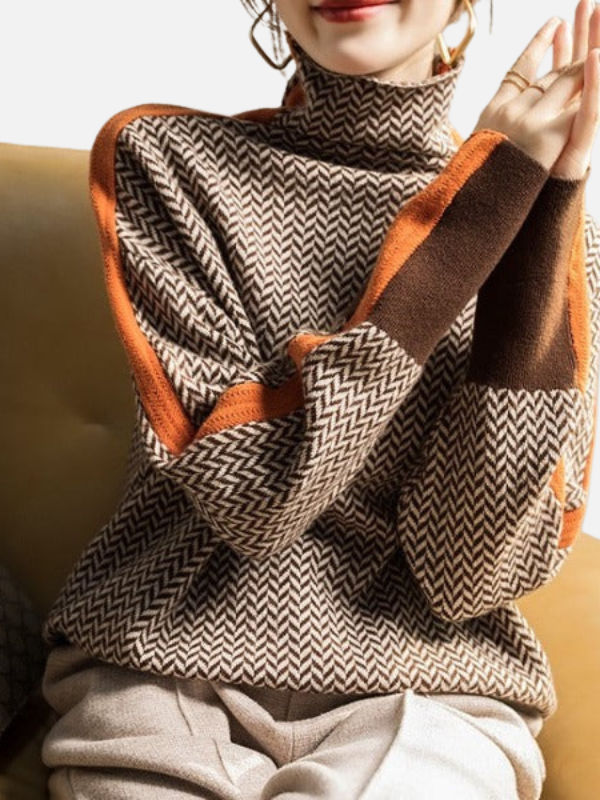 Susanne | Gemusterter Rollkragenpullover aus Strick