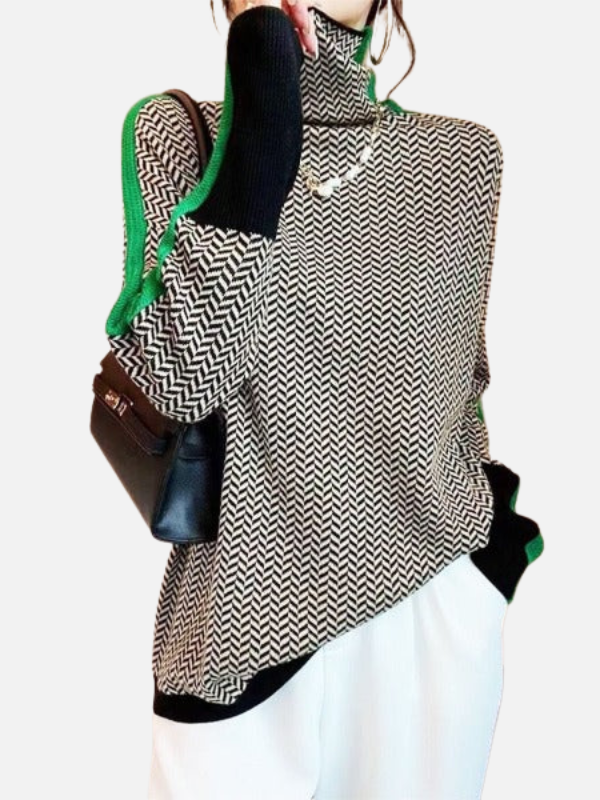 Susanne | Gemusterter Rollkragenpullover aus Strick