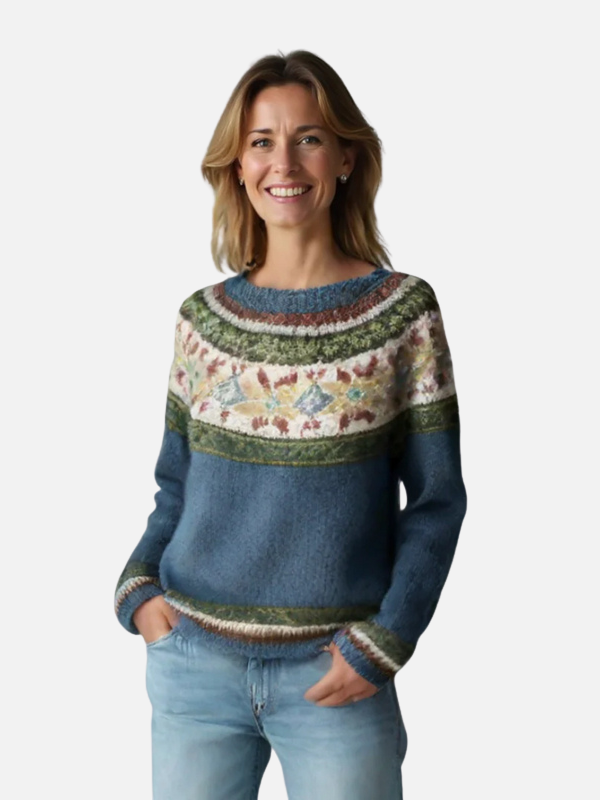 Lene | Gemusterter Strickpullover mit Passe
