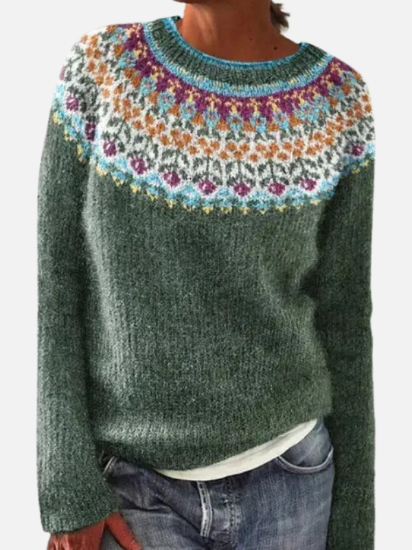 Lene | Gemusterter Strickpullover mit Passe