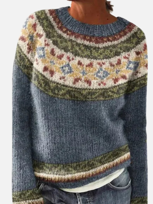 Lene | Gemusterter Strickpullover mit Passe