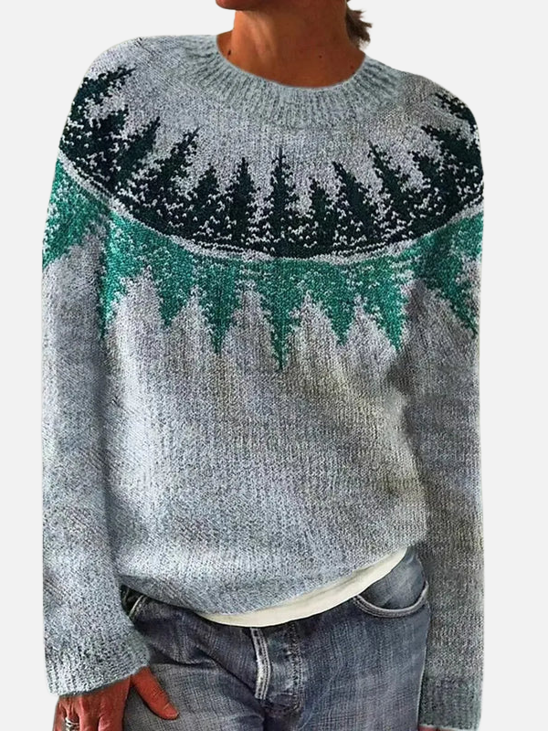 Lene | Gemusterter Strickpullover mit Passe