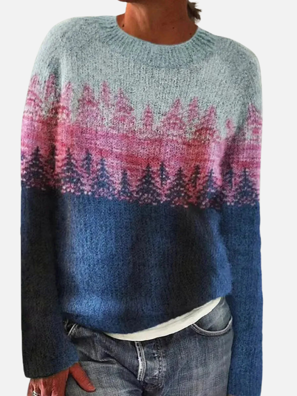 Lene | Gemusterter Strickpullover mit Passe