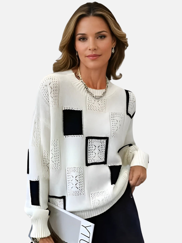 Camilla | Gemusterter Strickpullover mit Lochmuster