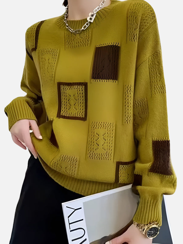 Camilla | Gemusterter Strickpullover mit Lochmuster