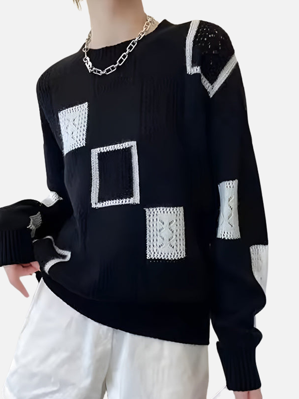 Camilla | Gemusterter Strickpullover mit Lochmuster