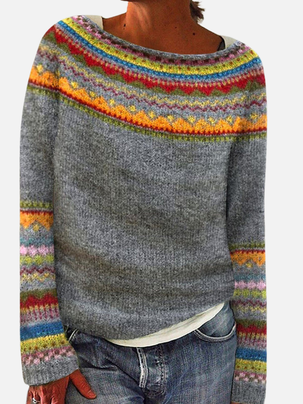 Susanne | Gemusterter Strickpullover mit Rundhalsausschnitt