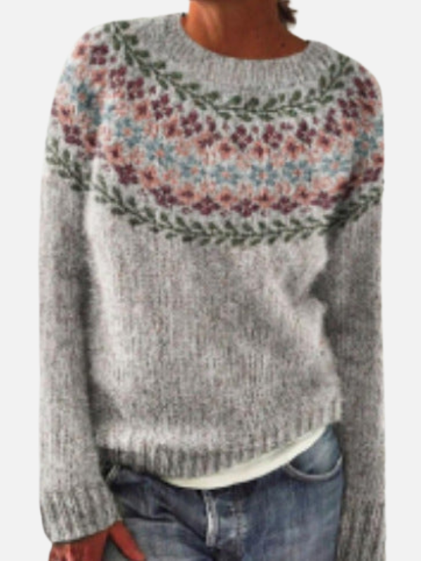 Susanne | Gemusterter Strickpullover mit Rundhalsausschnitt