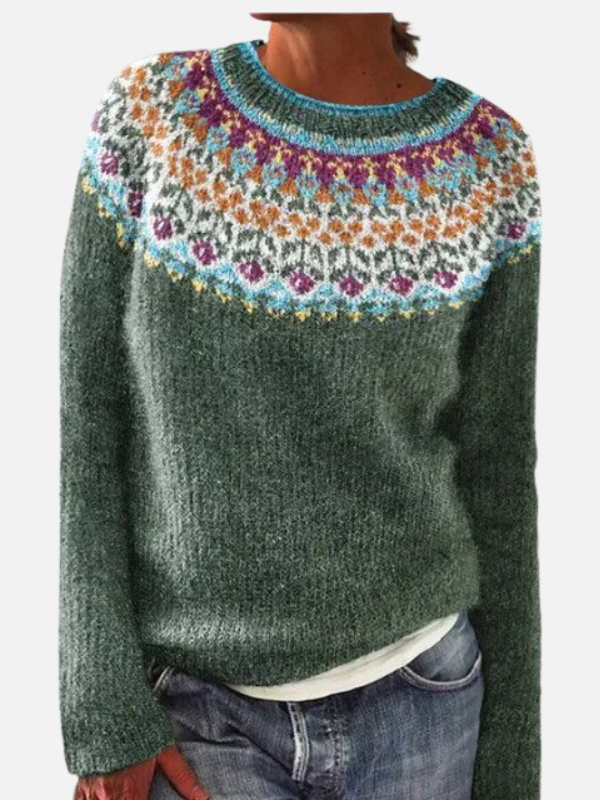 Susanne | Gemusterter Strickpullover mit Rundhalsausschnitt