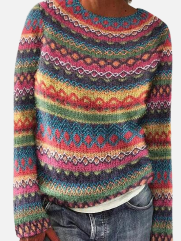 Susanne | Gemusterter Strickpullover mit Rundhalsausschnitt