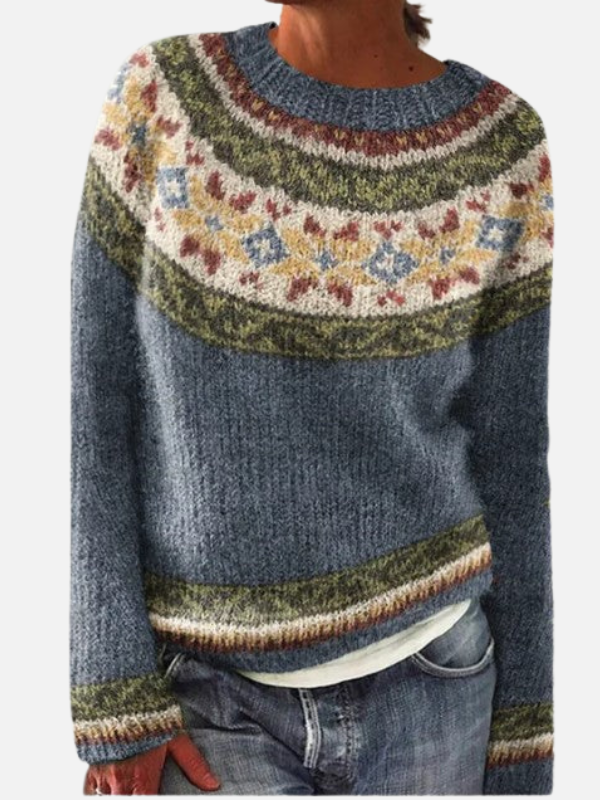 Susanne | Gemusterter Strickpullover mit Rundhalsausschnitt