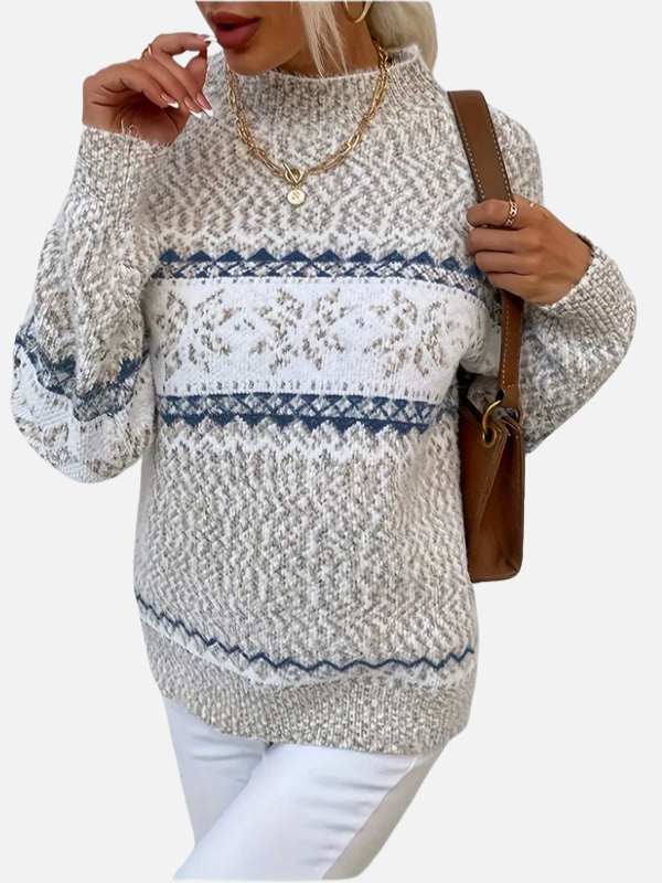 Maria | Gemusterter Strickpullover mit Schneeflocken