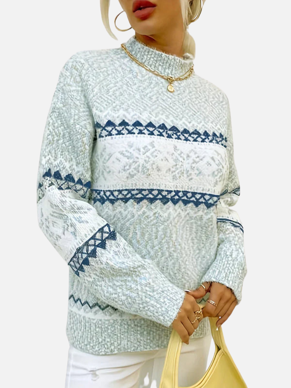 Maria | Gemusterter Strickpullover mit Schneeflocken