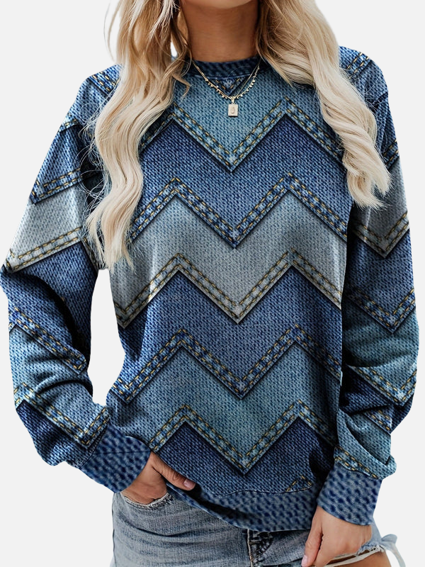 Pia | Gemustertes Sweatshirt mit Zickzack