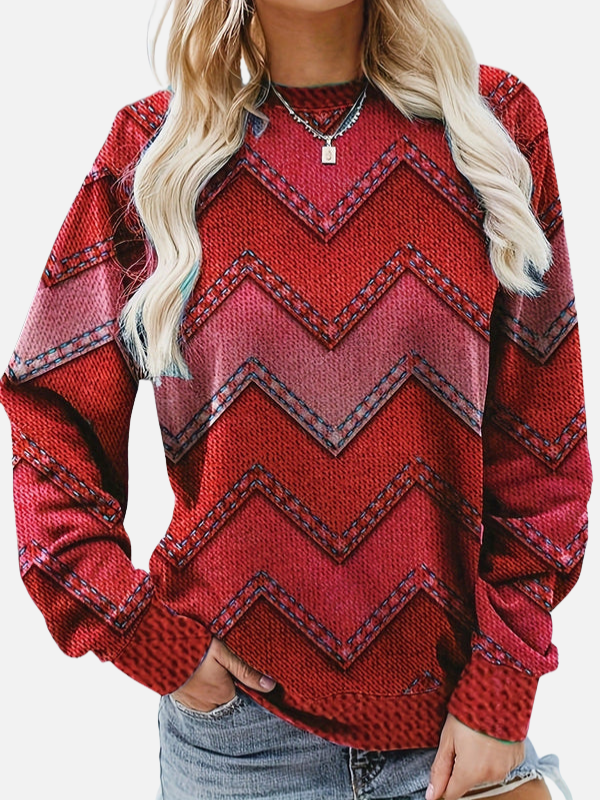 Pia | Gemustertes Sweatshirt mit Zickzack