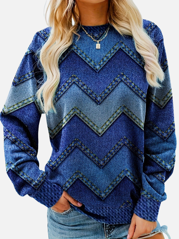Pia | Gemustertes Sweatshirt mit Zickzack