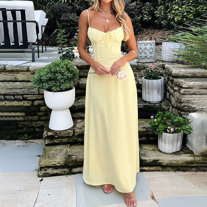 Sommer Ärmelloses Maxikleid mit Raffung am Oberteil
