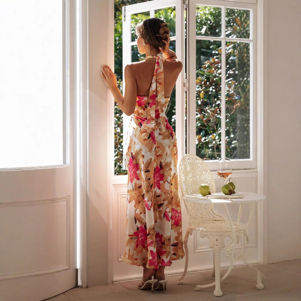 Minirva - Florales Charme Hochkragen Midi Kleid