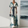 Nayla™ | Langes Kleid mit Aquarellmuster