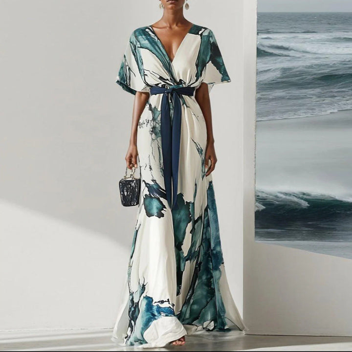 Nayla™ | Langes Kleid mit Aquarellmuster