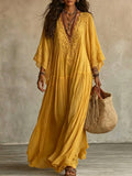 Emeline | Maxikleid Boho mit Weiten Ärmeln und Stickereien