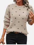 Lene | Gepunkteter Strickpullover mit Rundhalsausschnitt