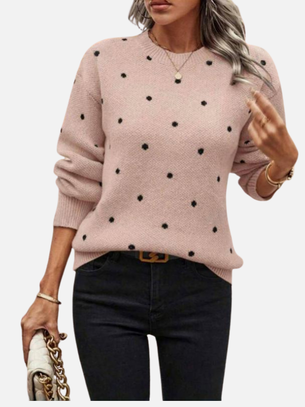 Lene | Gepunkteter Strickpullover mit Rundhalsausschnitt