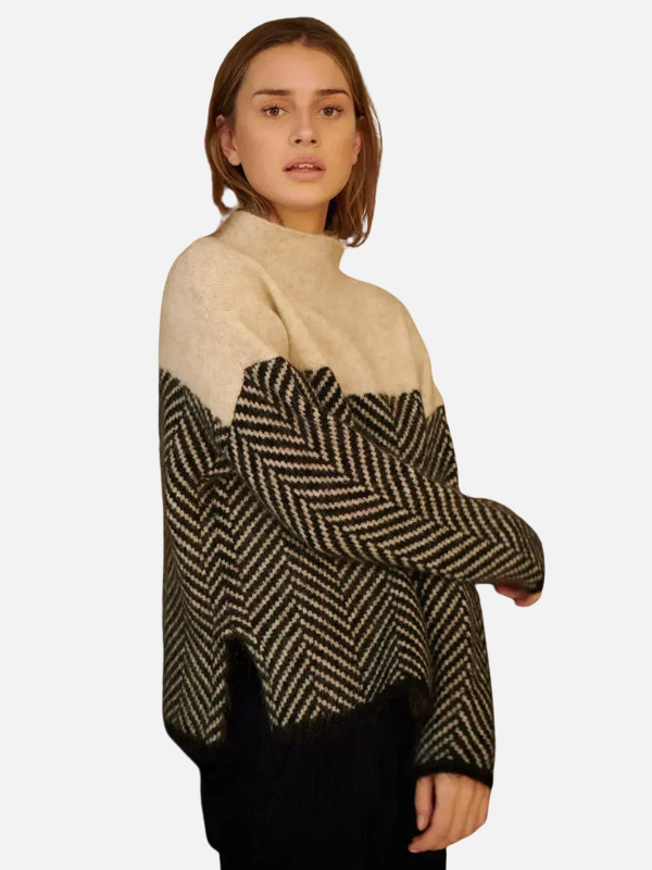 Camilla | Rollkragenpullover mit Fischgrätmuster