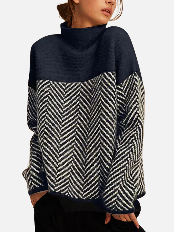 Camilla | Rollkragenpullover mit Fischgrätmuster