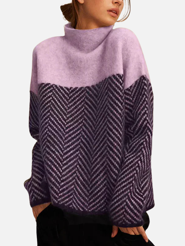 Camilla | Rollkragenpullover mit Fischgrätmuster