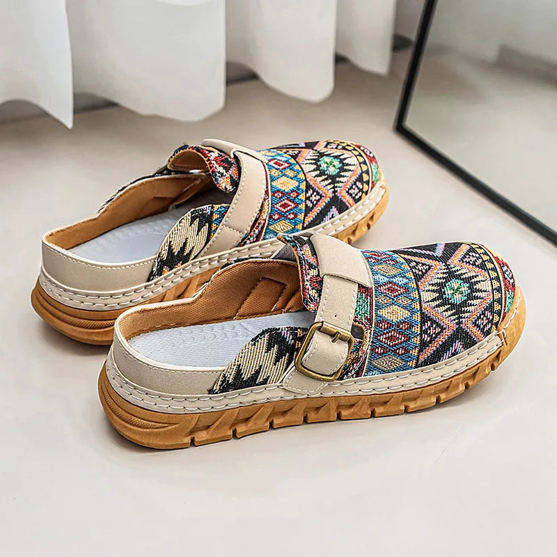 Hannah | Boho-Muster Slip-On Mules Schuhe