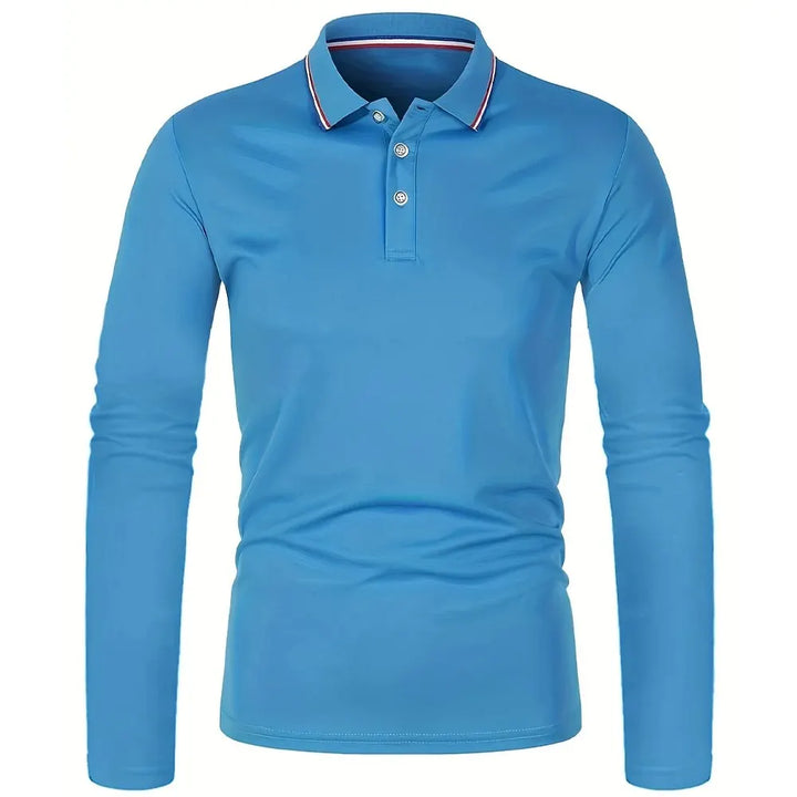 Herren Langarm-Poloshirt mit Knopfleiste und Kontrastkragen | Valcor Zürich